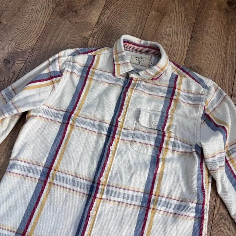 THE NORMAL BRAND Mountain Regular Fit Flannel Shirt In White Plaid Size M